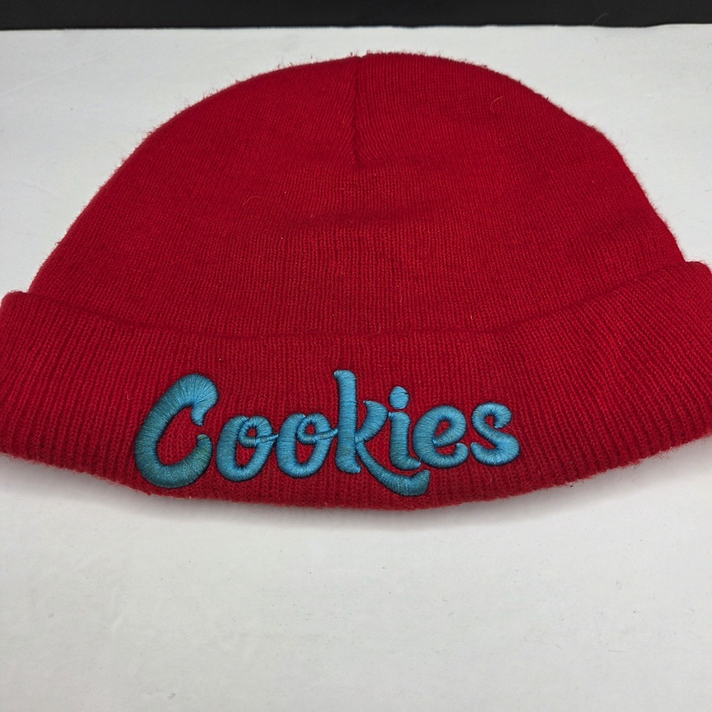 Cookies SF Beanie Hat Cuffed Knit Red Blue Logo OSFA Streetwear Winter Cap